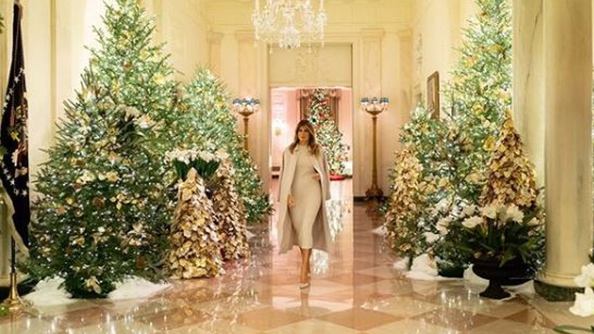 Christmas decorations at the White House unveiled by Melania Trump US