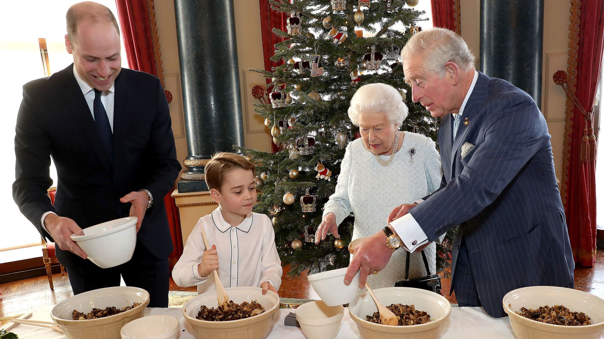 Four generations of the Royal Family bake puddings for Christmas UK