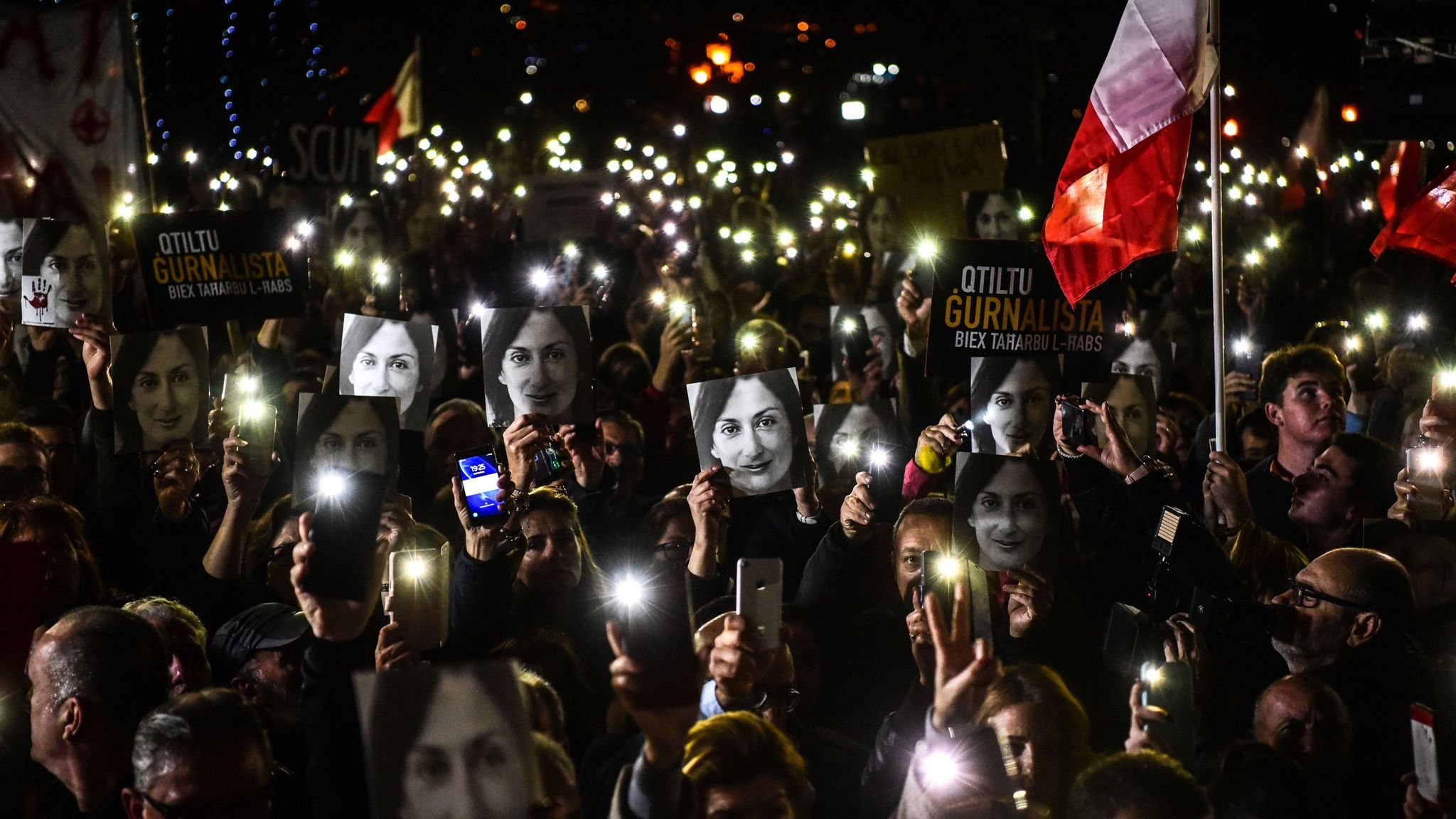 Brothers Jailed For 40 Years Over Car Bomb Murder Of Investigative   Skynews Valletta Malta Protest 4853914 