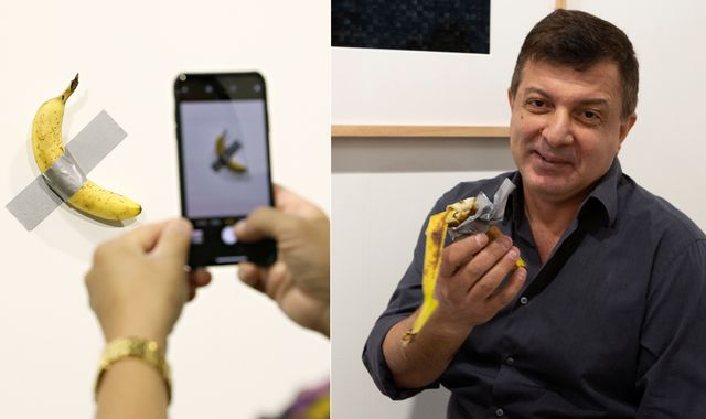 Banana taped to wall which sold for $120k eaten in front of crowd