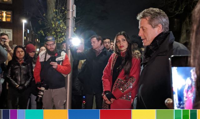 General election: Hugh Grant confronted by anti-racism protesters for backing Labour candidate