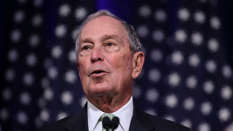 NORFOLK, VA - NOVEMBER 25: Newly announced Democratic presidential candidate, former New York Mayor Michael Bloomberg speaks during a press conference to discuss his presidential run on November 25, 2019 in Norfolk, Virginia. The 77-year old Bloomberg joins an already crowded Democratic field and is presenting himself as a moderate and pragmatic option in contrast to the current Democratic Party's increasingly leftward tilt. In recent years, Bloomberg has used some of his vast personal fortune to push for stronger gun safety laws and action on climate change. (Photo by Drew Angerer/Getty Images)