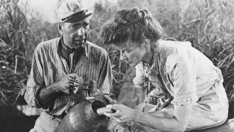 Humphrey Bogart and Katharine Hepburn in The African Queen