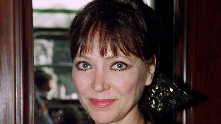 Danish-French actress Anna Karina poses at the Cafe de la Paix in Paris on September 18, 1990. - The actress Anna Karina, mainly known for her roles in the films of Jean-Luc Godard, died on December 14, 2019, in Paris from cancer, at the age of 79, her agent told to Afp, on December 15, 2019. (Photo by Gerard FOUET / AFP) (Photo by GERARD FOUET/AFP via Getty Images)