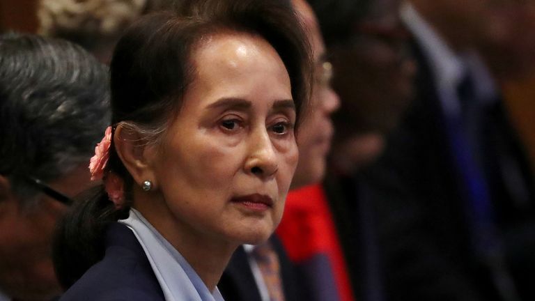 Aung San Suu Kyi attends the second day of hearings in a case filed by Gambia against Myanmar alleging genocide against the minority Muslim Rohingya population