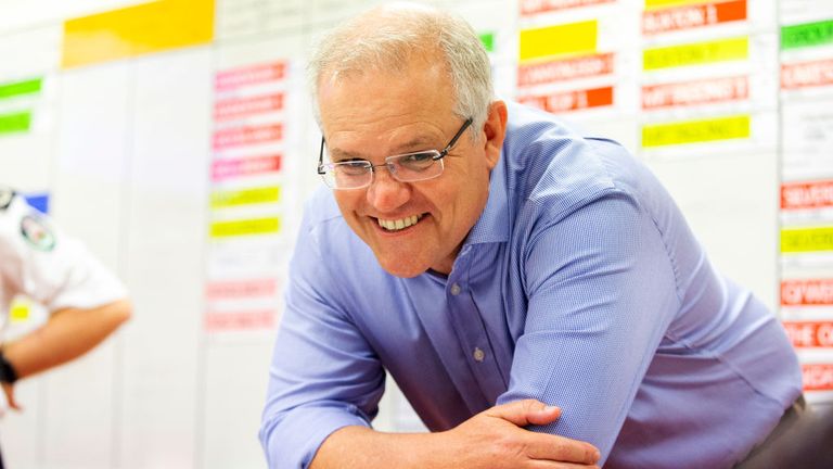 Australian prime minister Scott Morrison visited The Picton Evacuation Centre in New South Wales after returning from his Hawaii holiday