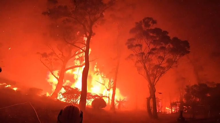 Helmet cam footage from a volunteer firefighter in Australia