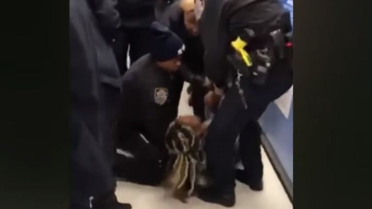 New York officers yank child from mother&#39;s arms in shocking video. Credit: Nyashia Ferguson