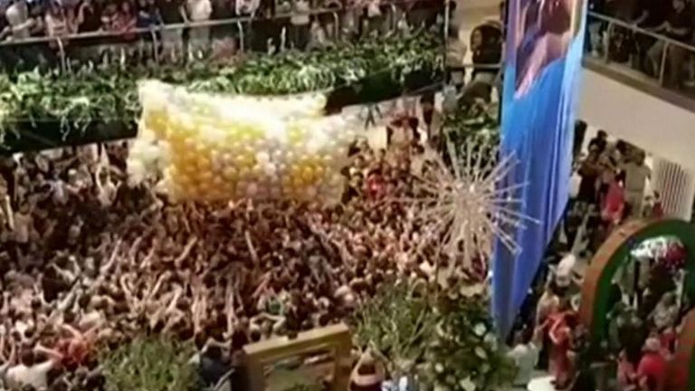Balloon release ends in stampede in Australian shopping centre