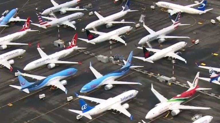 Boeing 737 MAX aircraft are stored at several locations in the United States