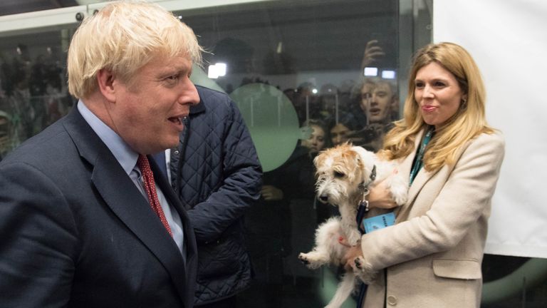 Boris Johnson, Carrie Symonds and dog Dilyn