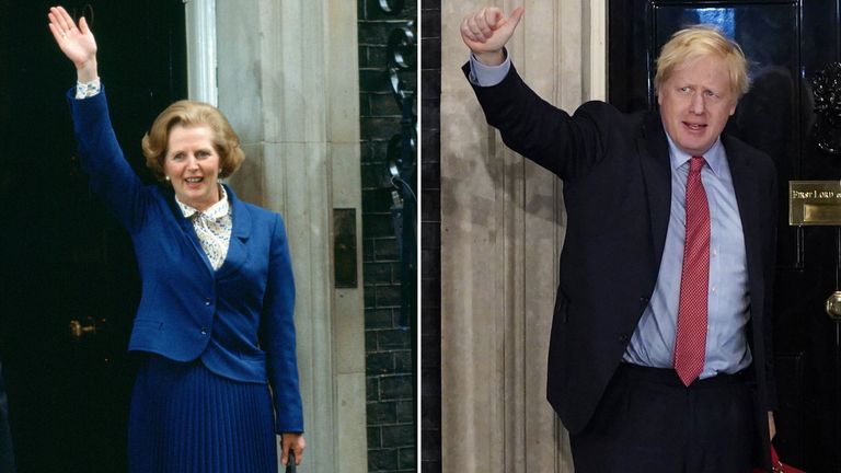 Margaret Thatcher enters Downing St in 1979, followed by Johnson 40 years later