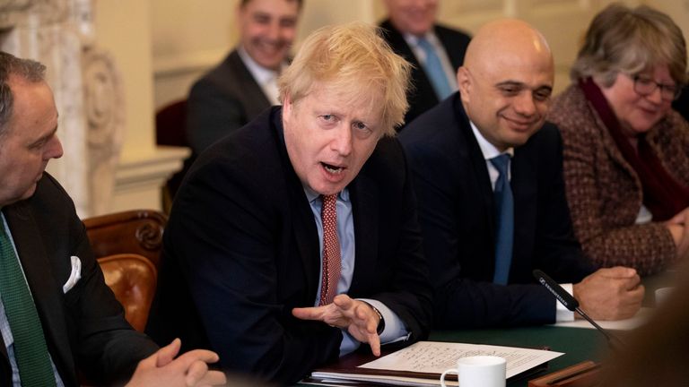 Boris Johnson holds his first Cabinet meeting following the General Election 