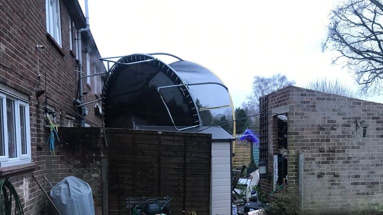 A trampoline was carried across one resident's back garden