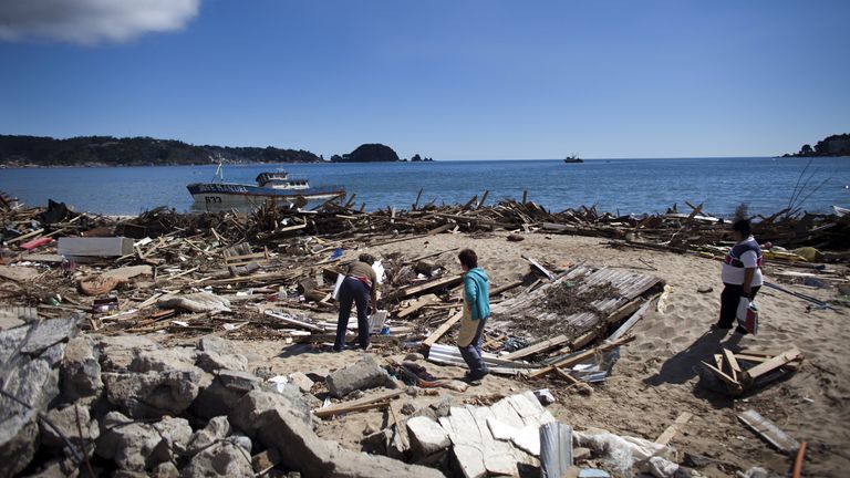 A number of towns and villages were completely destroyed by the earthquake and tsunami
