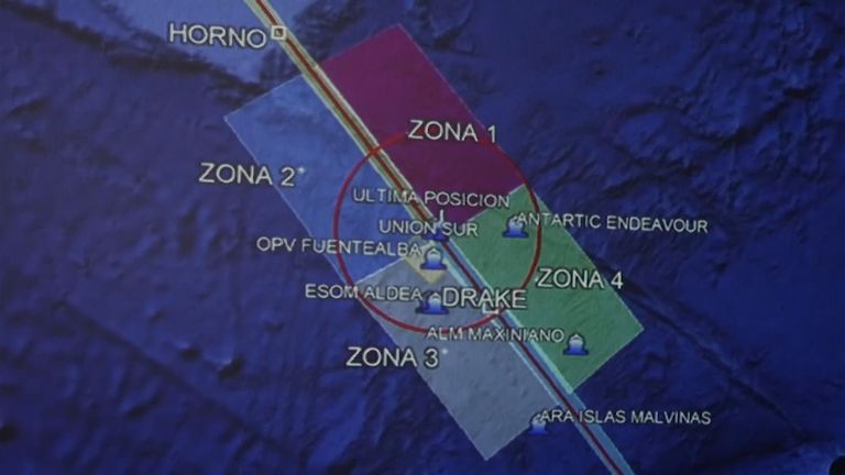 Search teams are covering an area of the Drake Passage