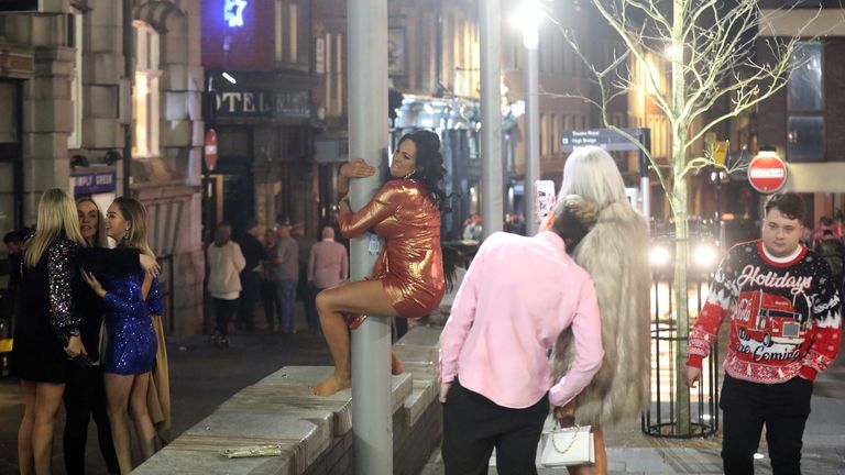 Revellers in Newcastle on the last Friday before Christmas. PA Photo. Picture date: Friday December 20, 2019. Photo credit should read: Scott Heppell/PA Wire