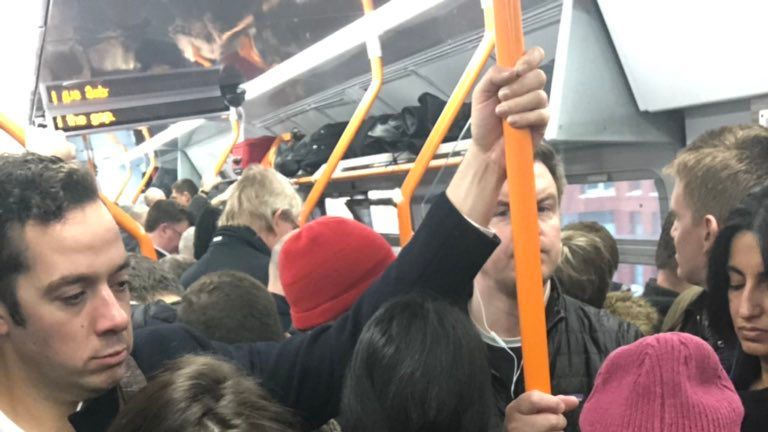 Commuters were crammed in on the line from Guildford to Waterloo