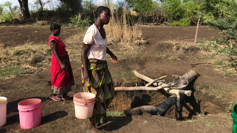 People struggle to find water to grow crops during the Zambian drought