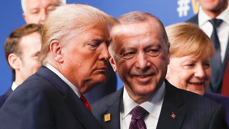 Donald Trump and Recep Tayyip Erdogan in London