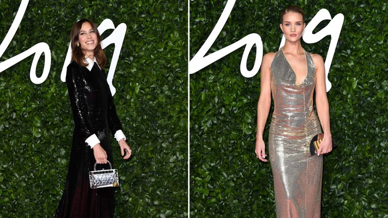 Alexa Chung and Rosie Huntington Whiteley at The Fashion Awards 2019 at the Royal Albert Hall on December 02, 2019 in London