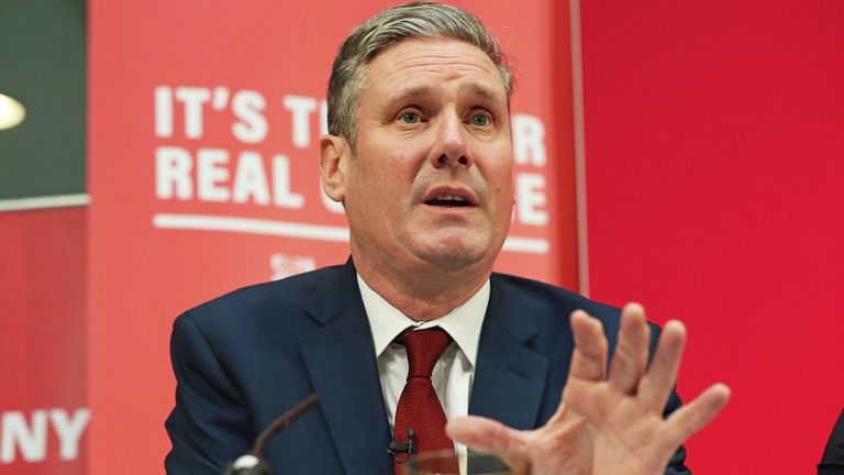 Shadow Brexit secretary Keir Starmer during a Labour Party press conference in central London.