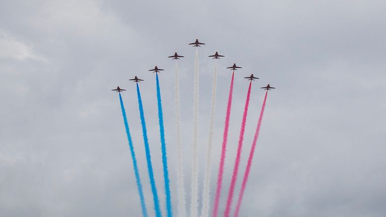 The Red Arrows marked Mr Mounsdon&#39;s centenary with a display in Menorca