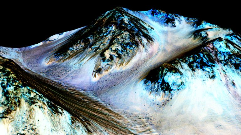 Dark narrow streaks are found by NASA to be formed by briny liquid water