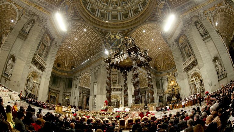A general view of St. Peter&#39;s Basilica during the Pope Francis&#39; Christmas Eve Mass