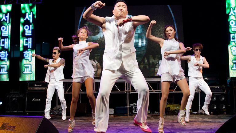 Psy performs onstage during his song Gangnam Style
