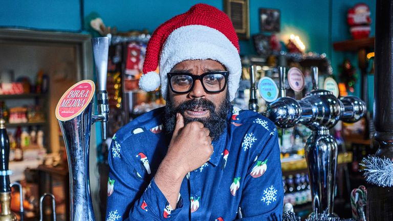 Romesh Ranganathan in the Reluctant Landlord Christmas Special. Pic: Sky UK Ltd