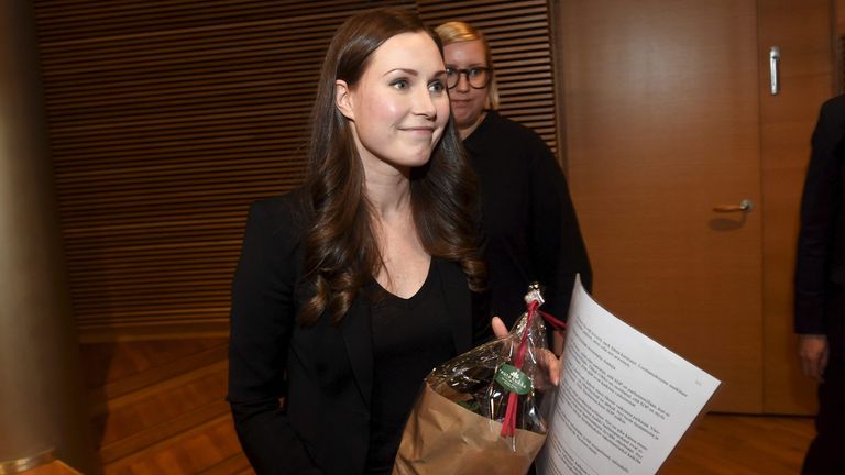 Sanna Marin pictured after she was elected to the post of prime minister