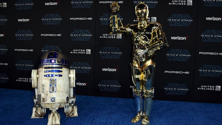 The droids at the Rise of Skywalker premiere