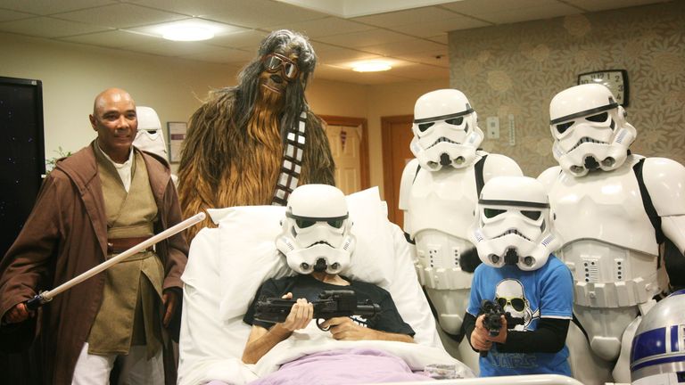 A dying man was granted his wish to see the new Star Wars film before its release date thanks to an appeal by the Rowans Hospice. Pic: Rowans Hospice