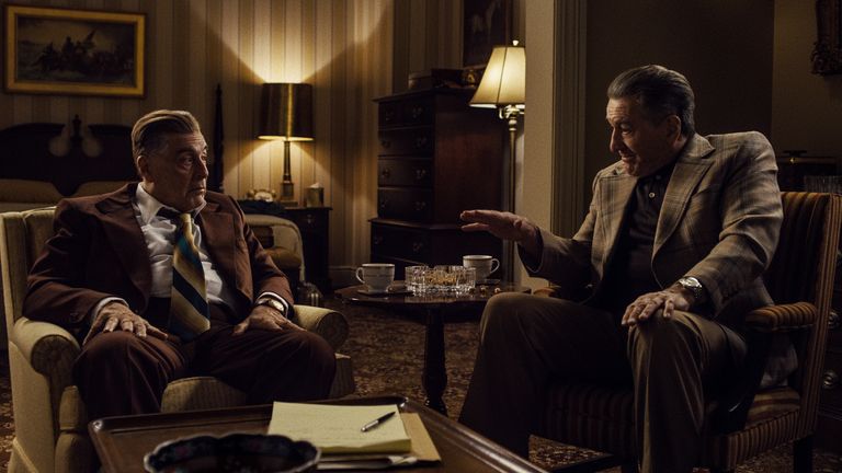 Jimmy Hoffa (Al Pacino) and Frank Sheeran (Robert De Niro) in Martin Scorsese&#39;s The Irishman. Pic: Netflix