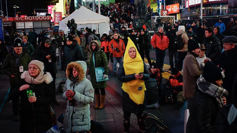 People take part in The Worlds Big Sleep Out event in Time Square