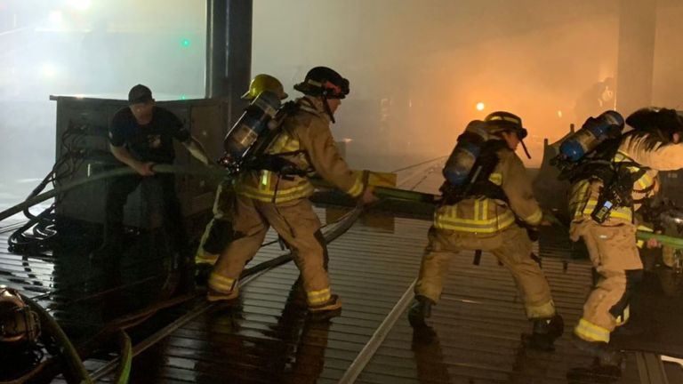 Forty-five firefighters battled the blaze for two hours. Pic. Twitter/@CityofMiamiFire
