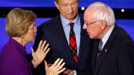 Elizabeth Warren and Bernie Sanders clash during the live televised Democratic candidates debate
