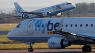 A Flybe plane takes off from Manchester Airport
