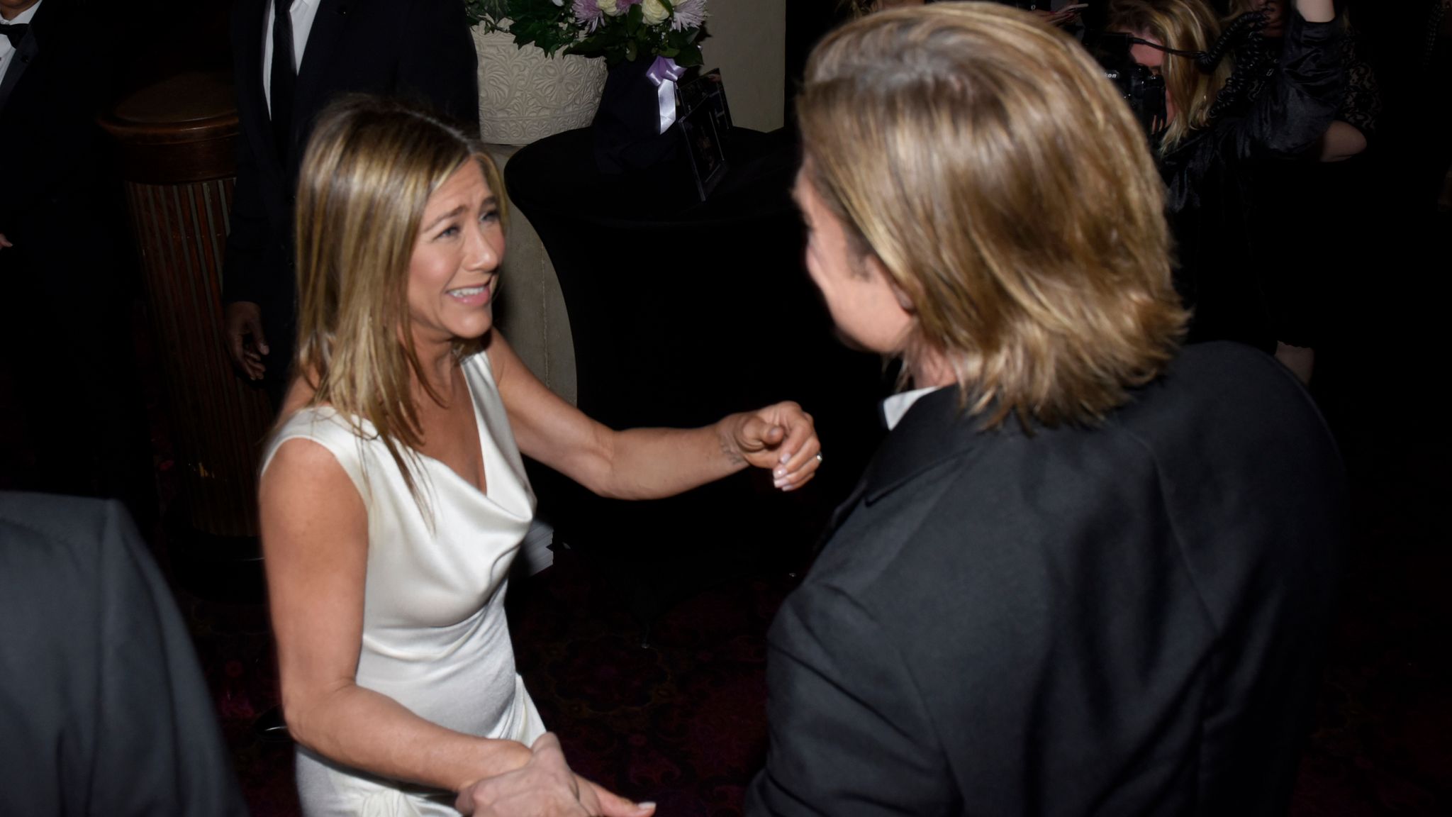 Brad Pitt And Jennifer Aniston Reunite Backstage At SAG Awards Ents   Skynews Brad Pitt Jennifer Aniston 4896772 