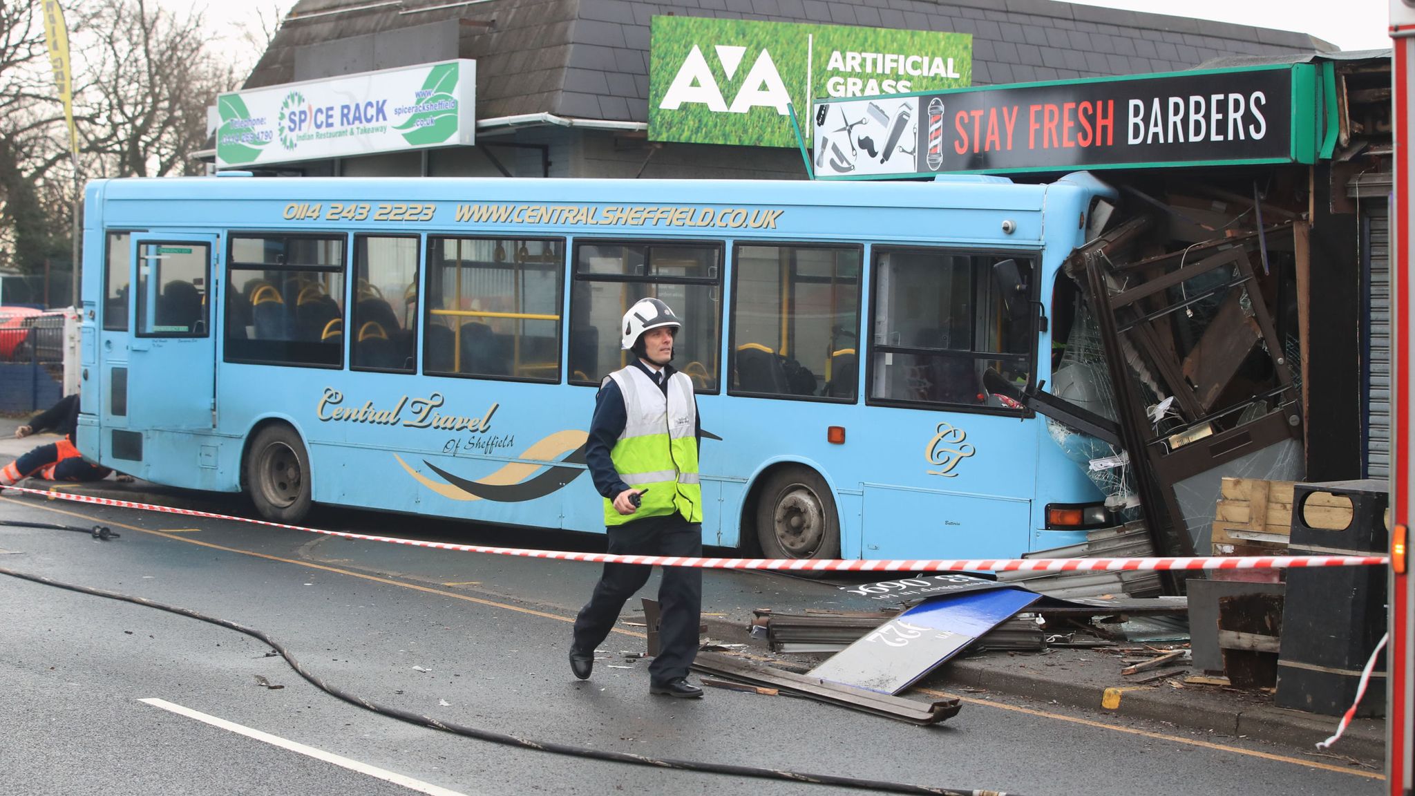 Decker bus crashes into us. Bus crash in NYC. And if a Double Decker Bus, crashes into us.