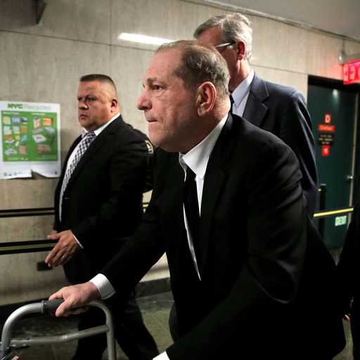 Harvey Weinstein arrives on walking frame for start of rape trial - as new charges filed