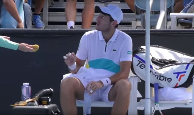 Elliot Benchetrit: Umpire tells tennis player off for asking ball girl to peel banana