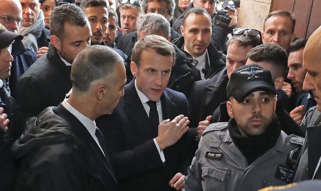 Emmanuel Macron filmed shouting at security guards during Jerusalem church visit