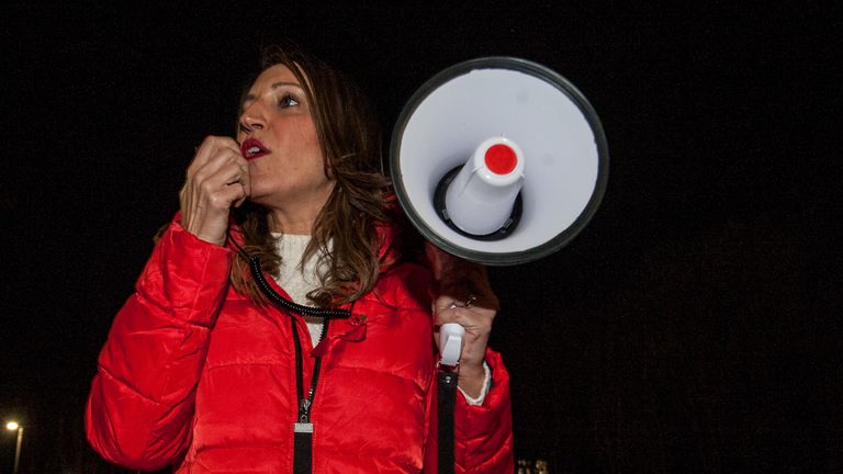 LONDON, ENGLAND - DECEMBER 9: Rosena Allin-Khan addresses the gathering on December 9, 2019 in Putney, England. A mass canvass organised by Momentum in support of Labour candidate Fleur Anderson and attended by writer Owen Jones, Comedian Mark Steel and Tooting MP Rosena Allin-Khan. (Photo by Guy Smallman/Getty Images)