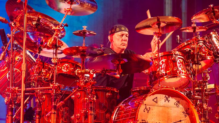 BIRMINGHAM, UNITED KINGDOM - MAY 26: Neil Peart at LG Arena on May 26, 2013 in Birmingham, England. (Photo by Steve Thorne/WireImage)