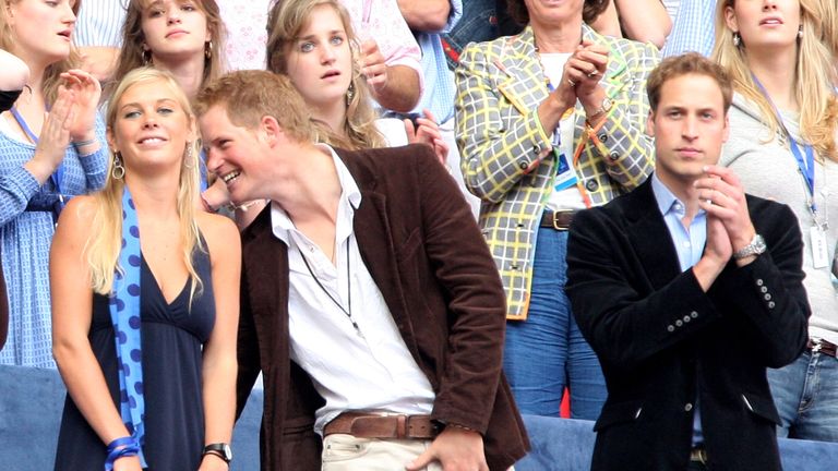 LONDON - JULY 01:  Their Royal Highnesses Prince William (R) and Prince Harry (C) and guest Chelsy Davy (L) watch the Concert for Diana at Wembley Stadium on July 1, 2007 in London, England. The Concert falls on the date that would have been the late Princess's 46th birthday and marks 10 years since her death with an event headed by Princes William and Harry to celebrate her life.  (Photo by Getty Images/Getty Images)