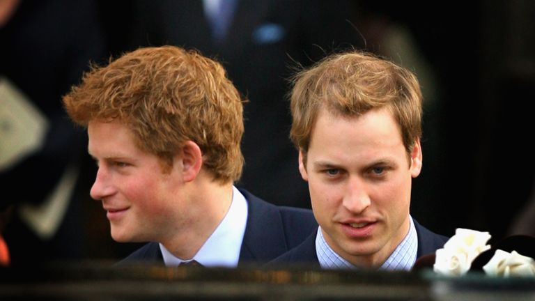 LONDON - NOVEMBER 19:  HRH Prince William and Prince Harry leave HRH Queen Elizabeth II and Prince Phillip, The Duke of Edinburgh's 60th Diamond Wedding Anniversary celebration in Westminster Abbey on November 19, 2007 in London, England.   (Photo by Chris Jackson/Getty Images)