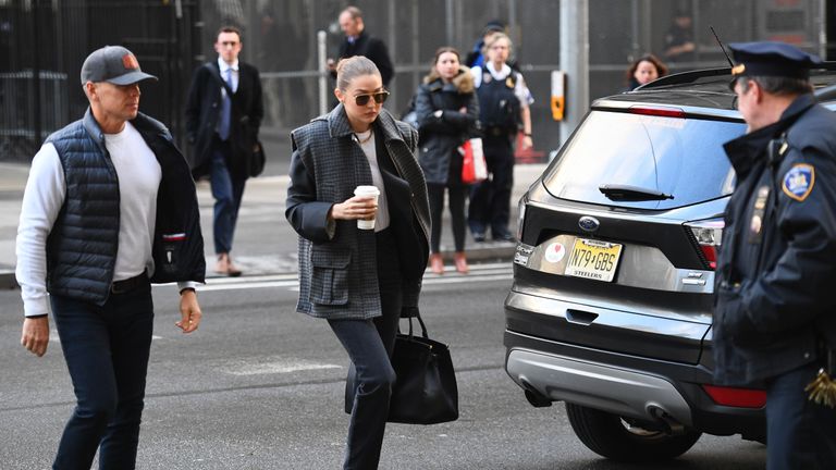 Model Gigi Hadid arrives at Manhattan Criminal Court, on January 16, 2020, in New York City. - Hadid has been called as a potential juror in disgraced movie producer Harvey Weinstein's rape and sexual assault trial, adding a fresh celebrity twist to the high-profile proceedings. (Photo by Johannes EISELE / AFP) (Photo by JOHANNES EISELE/AFP via Getty Images)