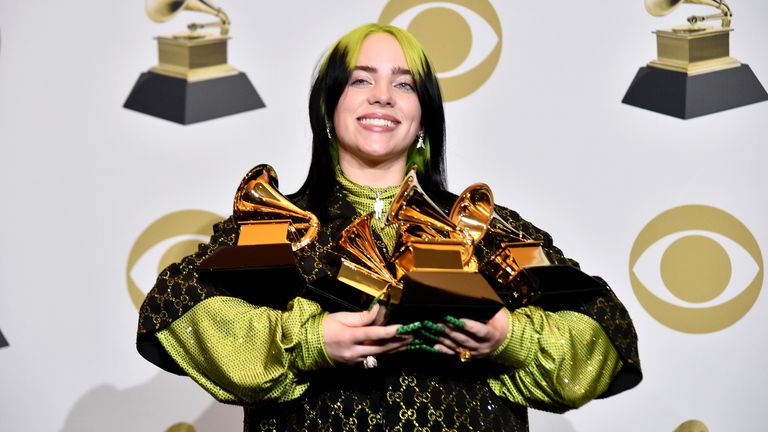 Teenager Billie Eilish won all of the top four major awards at the Grammys 2020